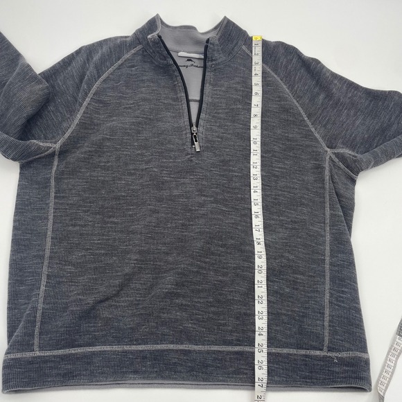 Tommy Bahama Mens XL Charcoal Gray/Gray Reversible Quarter Zip Pullover Sweater - Picture 5 of 10